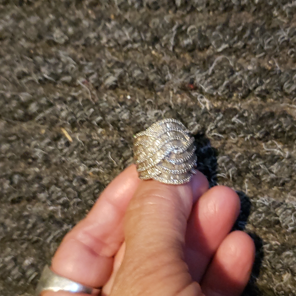 Natural stone diamond ring sterling silver